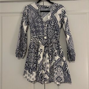 Zara Navy and White Floral Dress